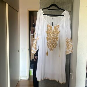 White and gold embroidered dress 3x